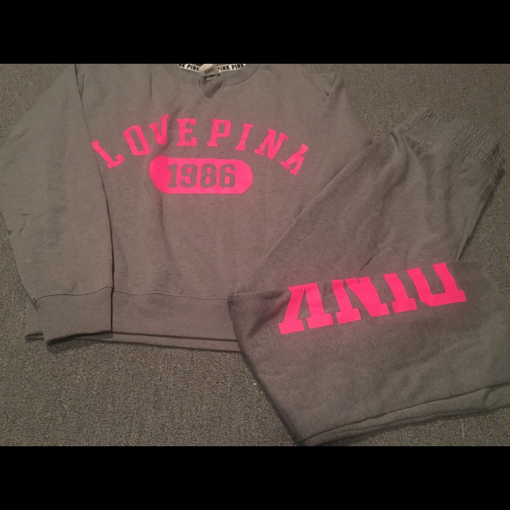 PINK VS slouchy notch neck crew and slouchy pants